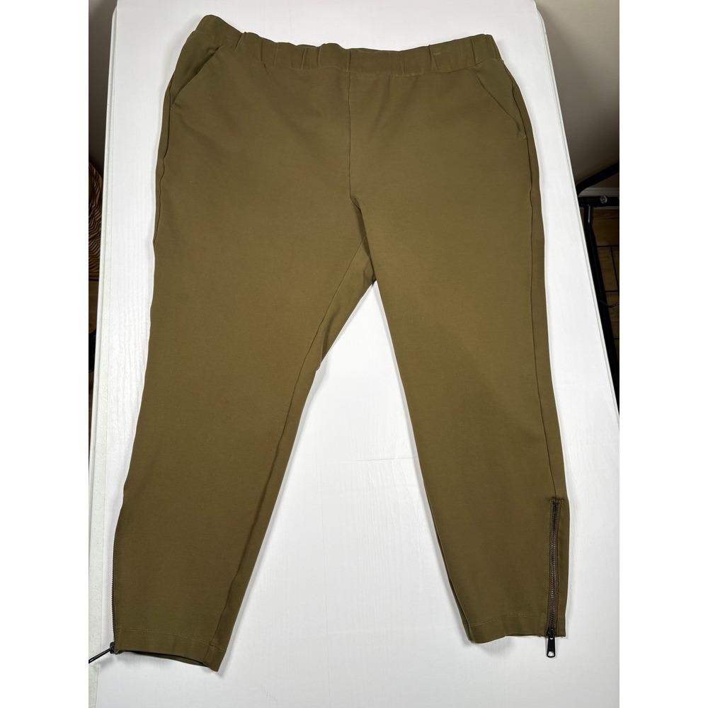 Universal Standard Moro Pocket Ponte Pants Moss Olive Green Ankle Zipper L 23/24